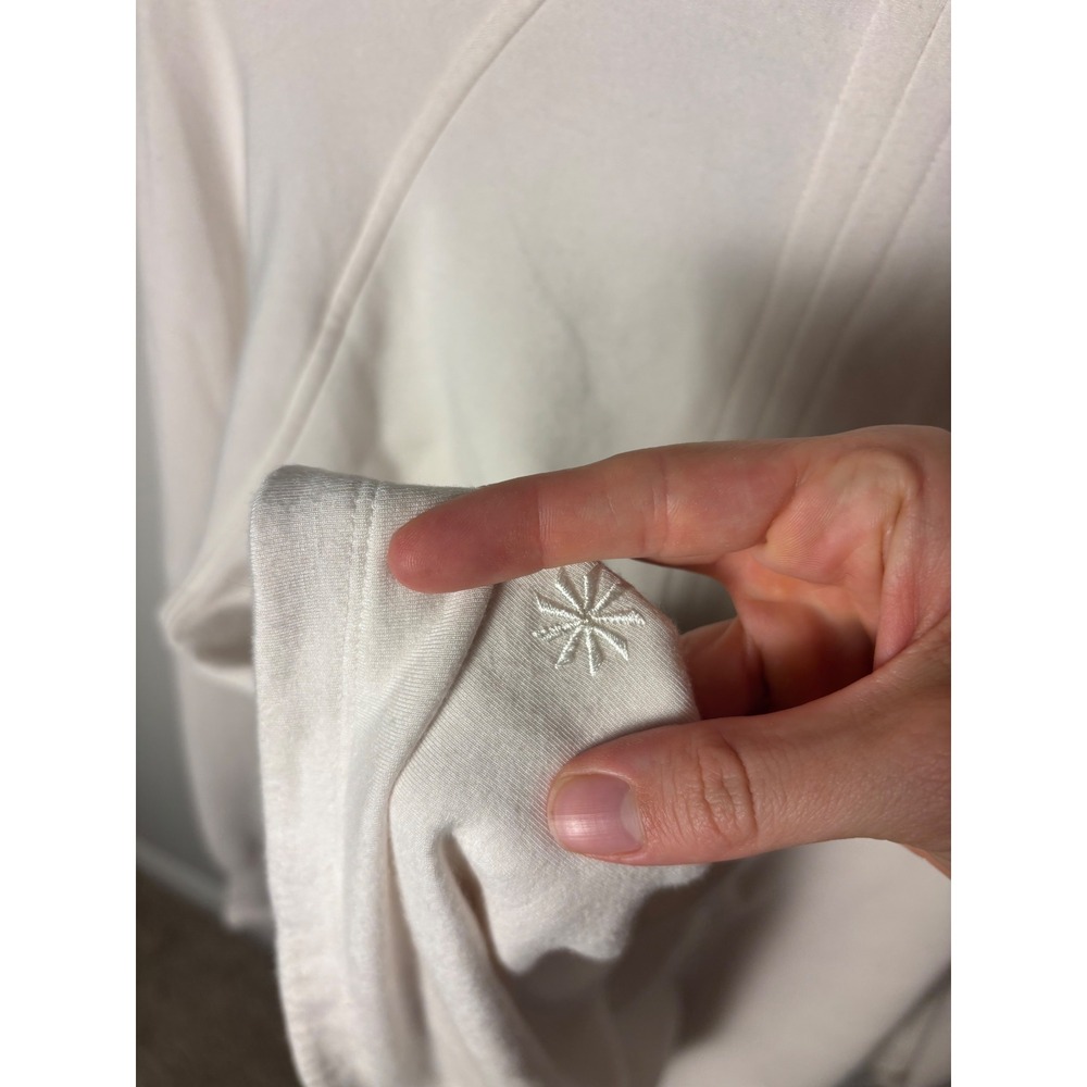 Athleta Eastbound Sweatshirt Magnolia White V-Neck Pullover Fleece Medium - Picture 4 of 4